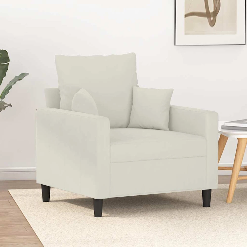 Sofa Krėslas, kreminės spalvos, 60cm, aksomas