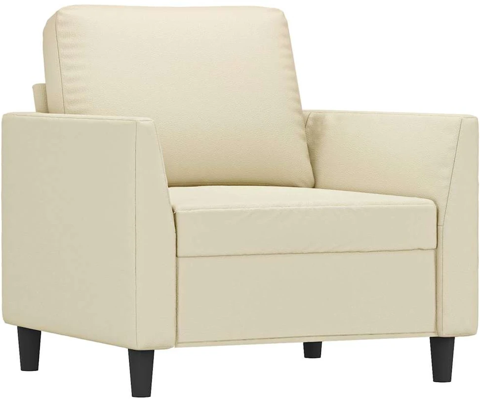 Sofa Krėslas, kreminės spalvos, 60cm, dirbtinė oda