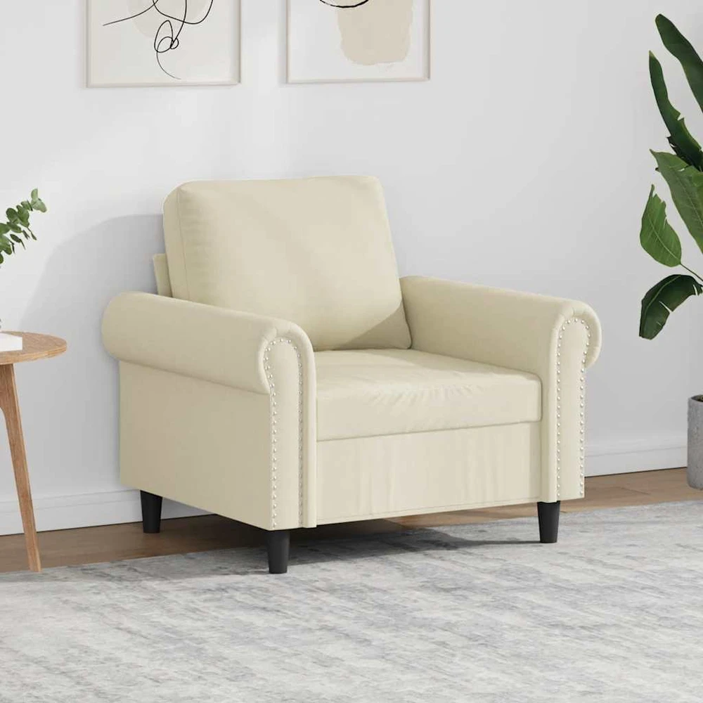 Fotelis Krėslas, kreminės spalvos, 60cm, dirbtinė oda