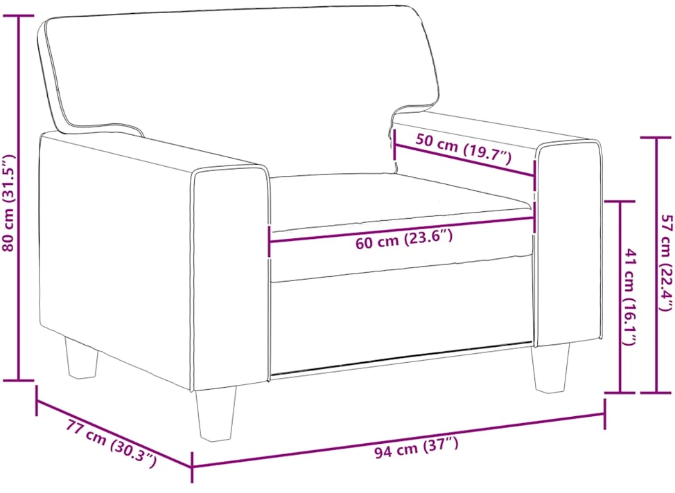 Sofa Krėslas, kreminės spalvos, 60cm, dirbtinė oda