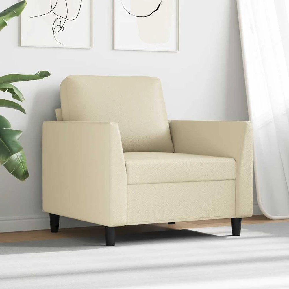 Sofa Krėslas, kreminės spalvos, 60cm, dirbtinė oda