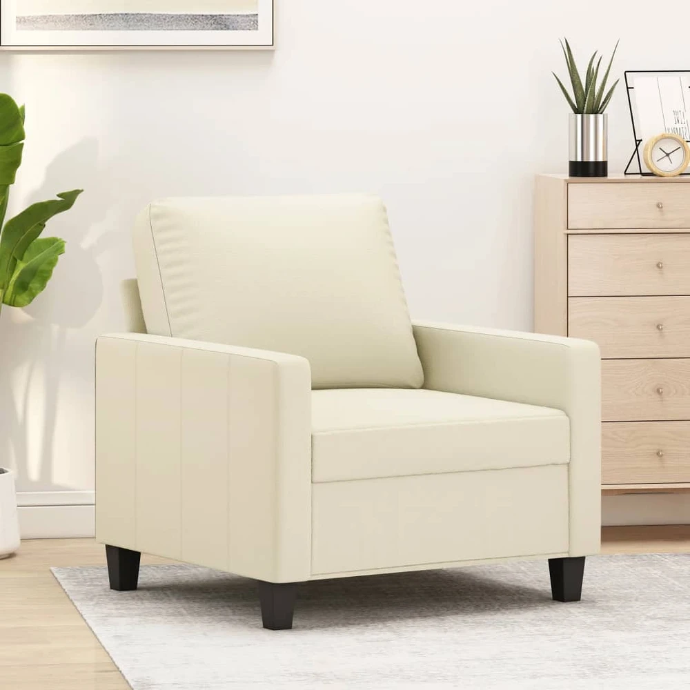 Sofa Krėslas, kreminės spalvos, 60cm, dirbtinė oda