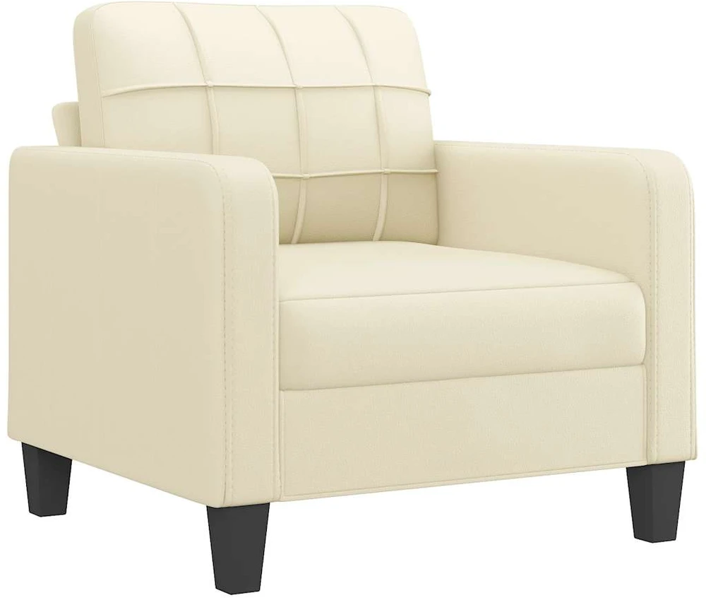 Sofa Krėslas, kreminės spalvos, 60cm, dirbtinė oda