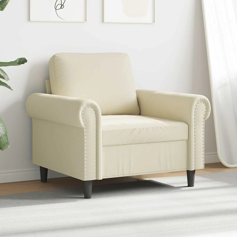 Fotelis Krėslas, kreminės spalvos, 60cm, dirbtinė oda