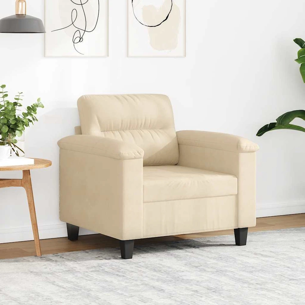 Sofa Krėslas, kreminės spalvos, 60cm, mikropluošto audinys