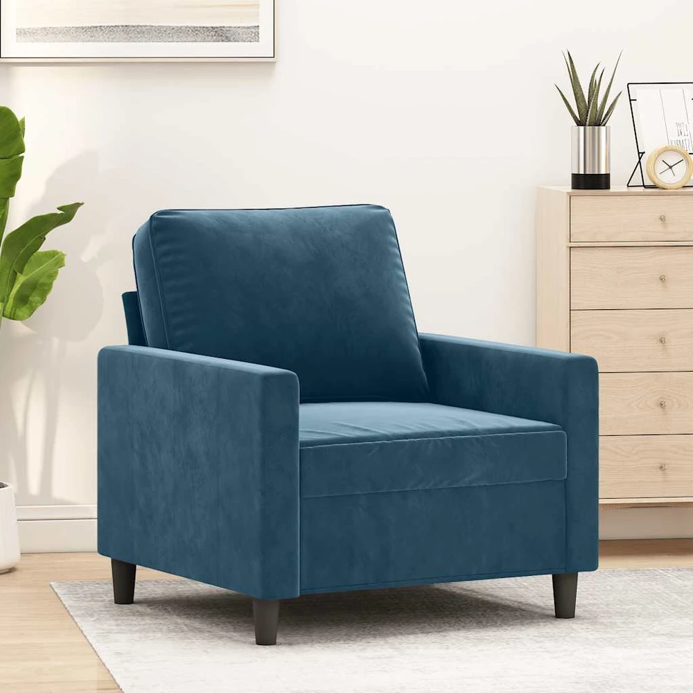 Sofa Krėslas, mėlynos spalvos, 60cm, aksomas