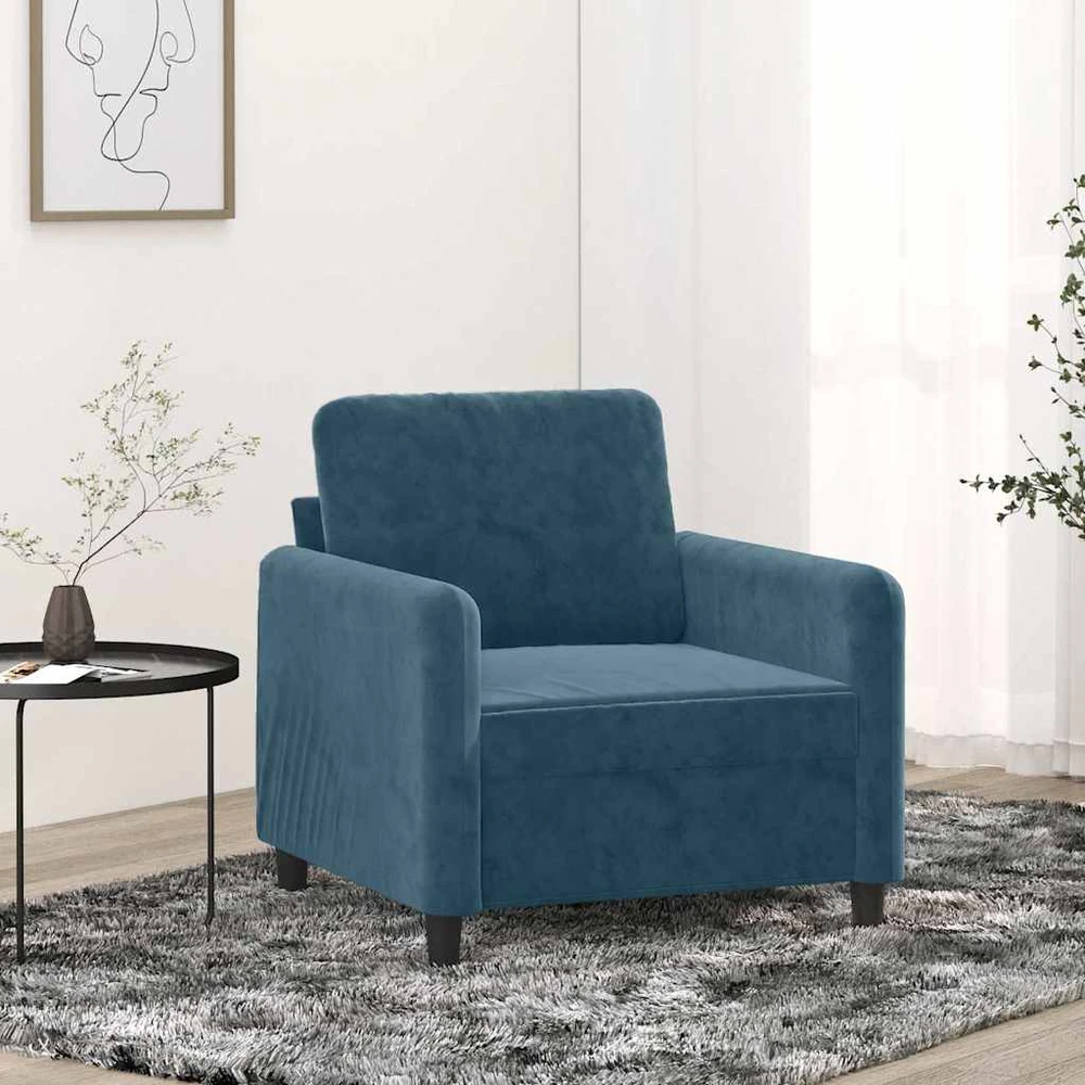 Sofa Krėslas, mėlynos spalvos, 60cm, aksomas