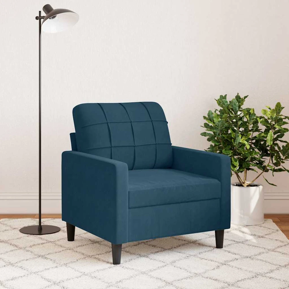 Sofa Krėslas, mėlynos spalvos, 60cm, aksomas