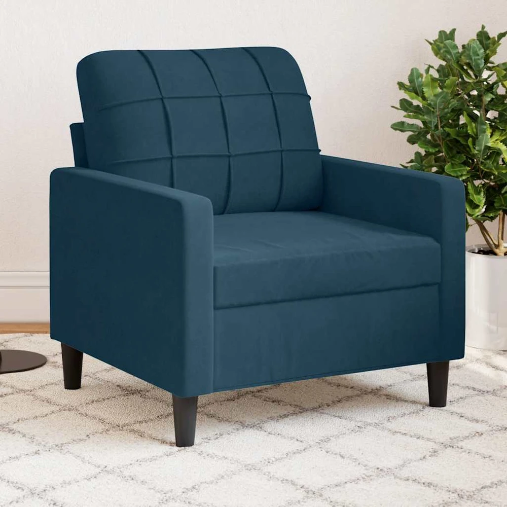 Sofa Krėslas, mėlynos spalvos, 60cm, aksomas