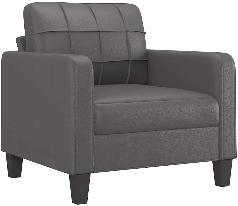 Sofa Krėslas, pilkos spalvos, 60cm, dirbtinė oda
