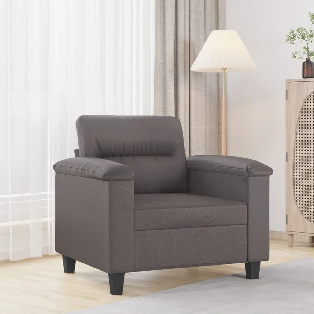 Sofa Krėslas, pilkos spalvos, 60cm, dirbtinė oda