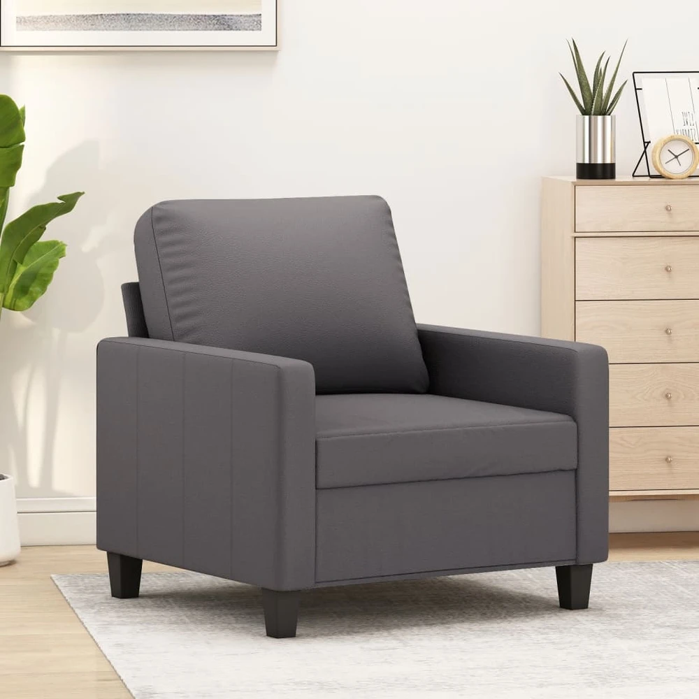 Sofa Krėslas, pilkos spalvos, 60cm, dirbtinė oda