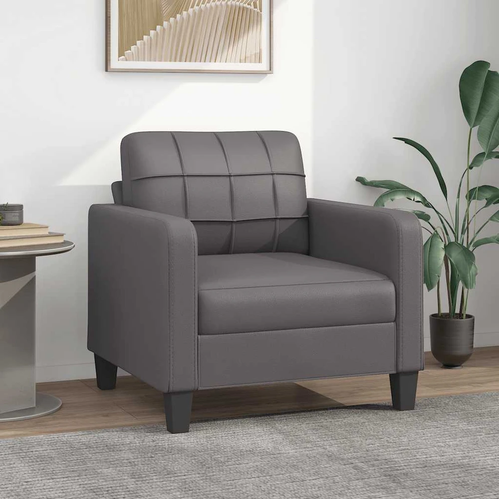 Sofa Krėslas, pilkos spalvos, 60cm, dirbtinė oda