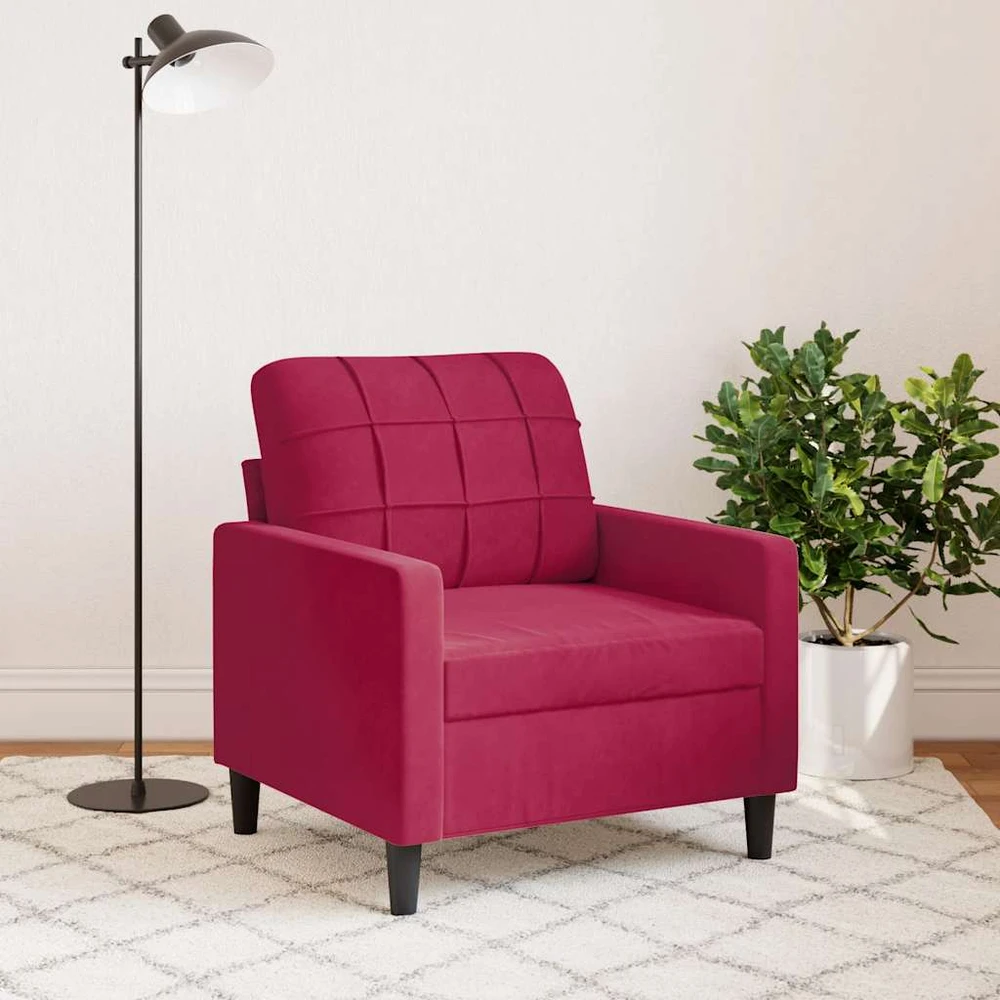 Sofa Krėslas, raudonojo vyno spalvos, 60cm, aksomas