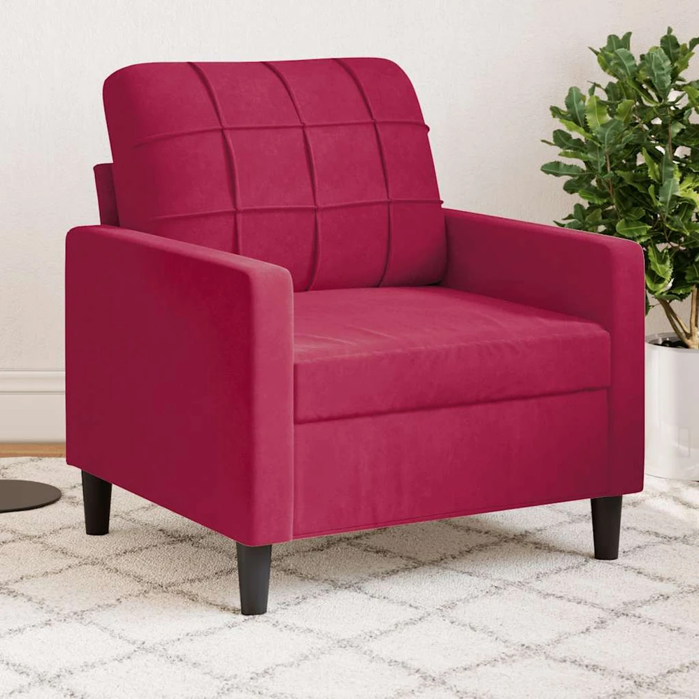 Sofa Krėslas, raudonojo vyno spalvos, 60cm, aksomas