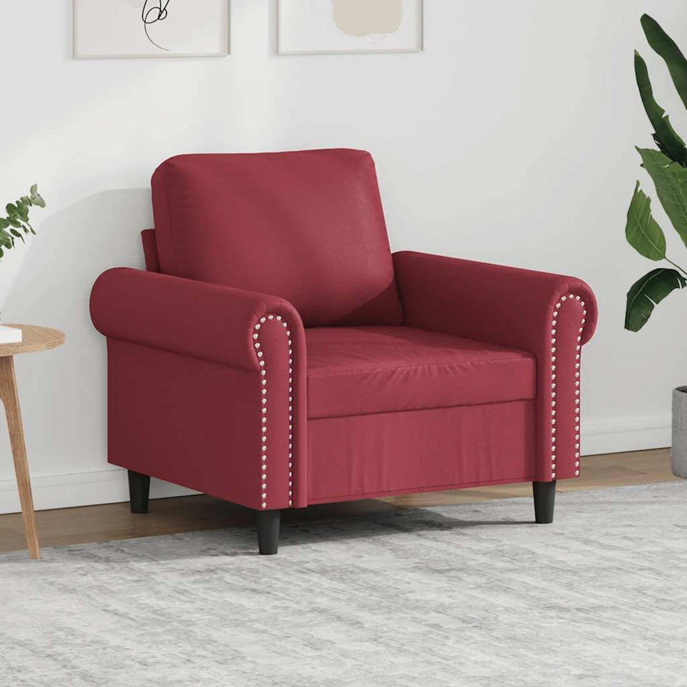Sofa Krėslas, raudonojo vyno spalvos, 60cm, dirbtinė oda