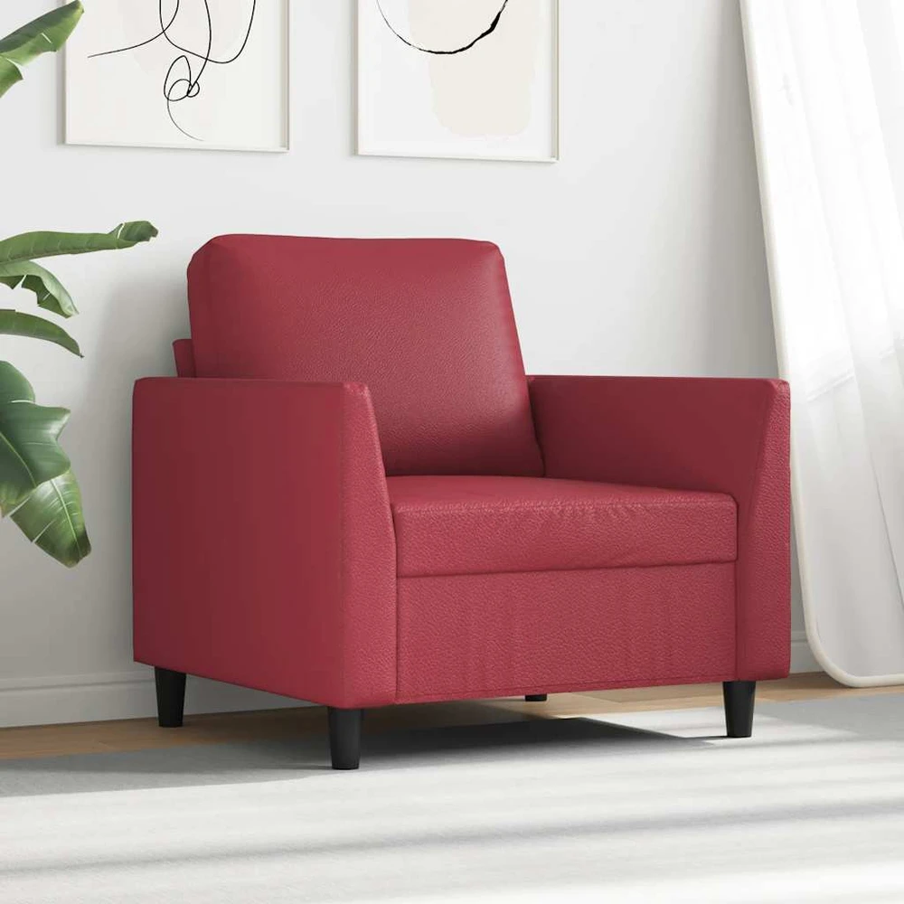 Sofa Krėslas, raudonojo vyno spalvos, 60cm, dirbtinė oda