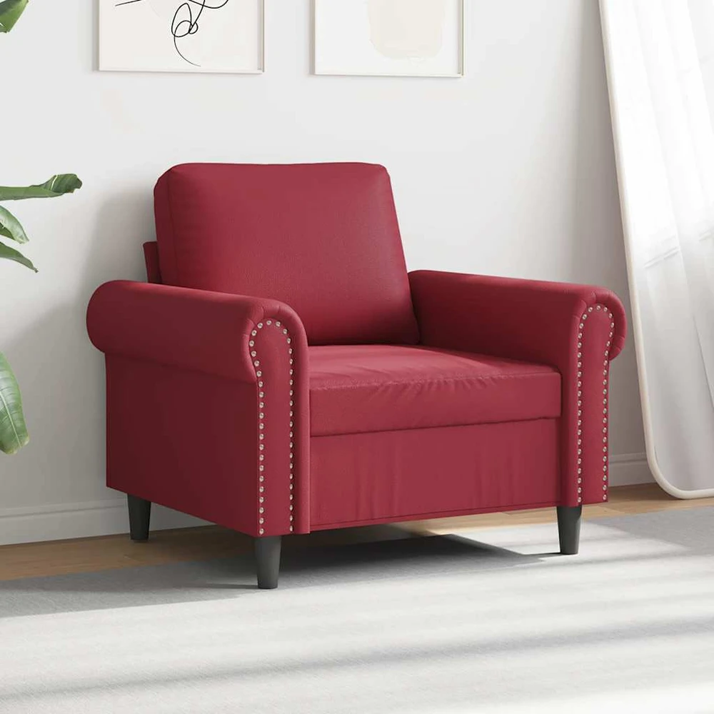 Sofa Krėslas, raudonojo vyno spalvos, 60cm, dirbtinė oda