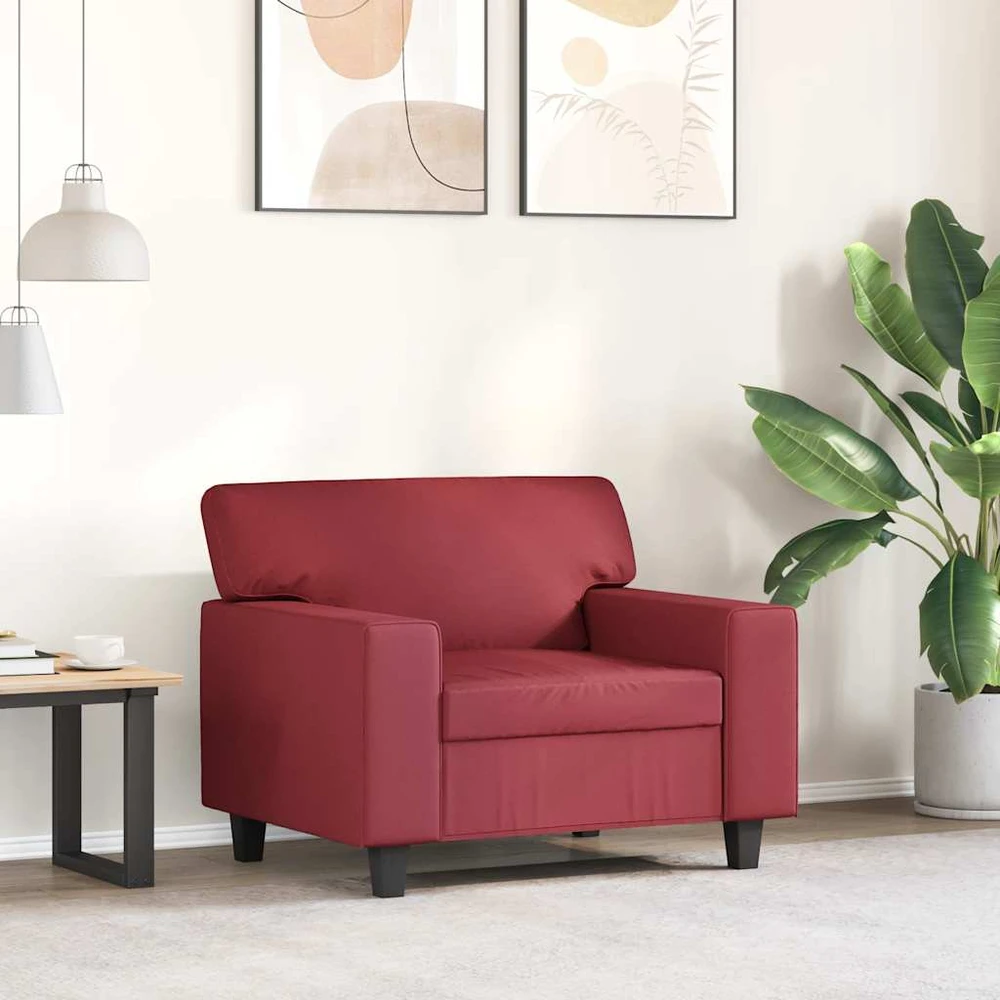 Sofa Krėslas, raudonojo vyno spalvos, 60cm, dirbtinė oda