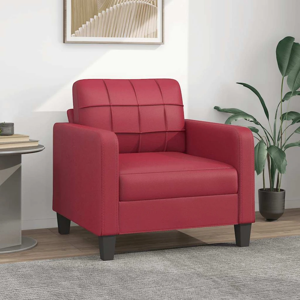 Sofa Krėslas, raudonojo vyno spalvos, 60cm, dirbtinė oda
