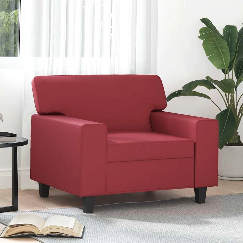 Sofa Krėslas, raudonojo vyno spalvos, 60cm, dirbtinė oda