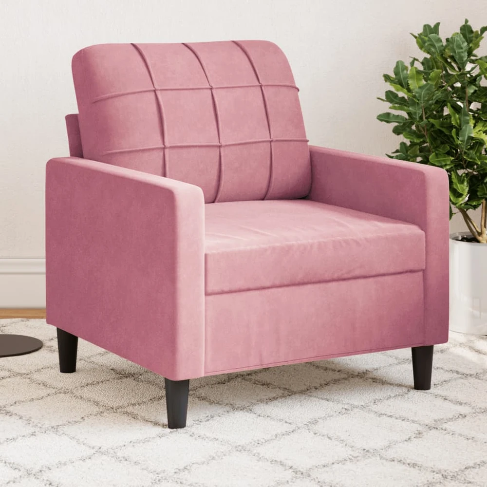 Sofa Krėslas, rožinės spalvos, 60cm, aksomas