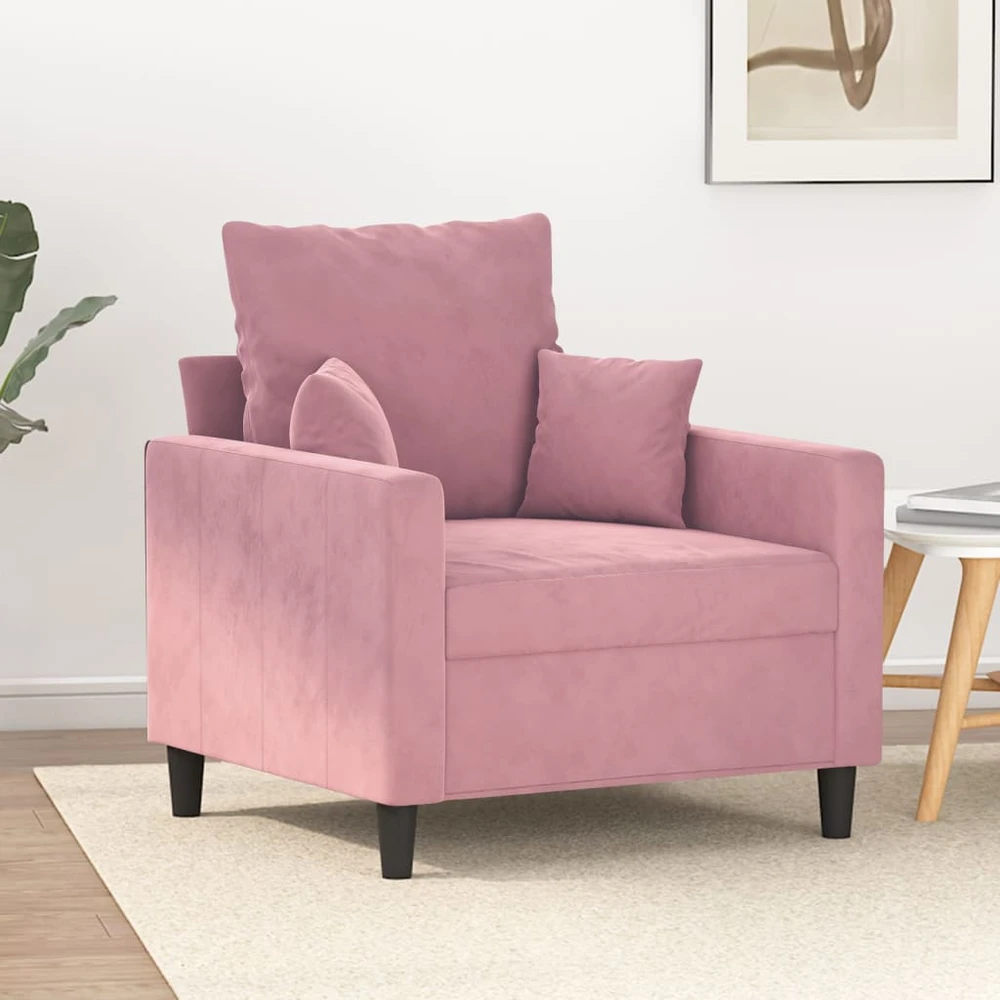 Sofa Krėslas, rožinės spalvos, 60cm, aksomas