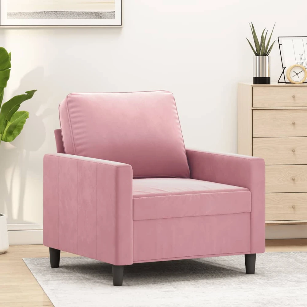Sofa Krėslas, rožinės spalvos, 60cm, aksomas