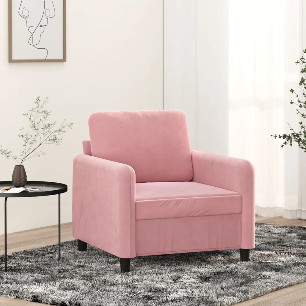 Sofa Krėslas, rožinės spalvos, 60cm, aksomas