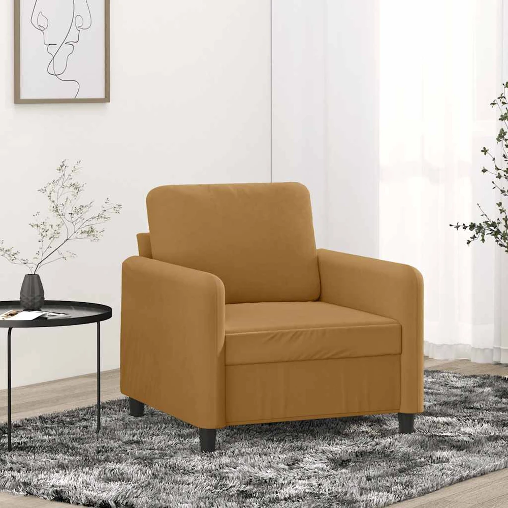 Sofa Krėslas, rudos spalvos, 60cm, aksomas