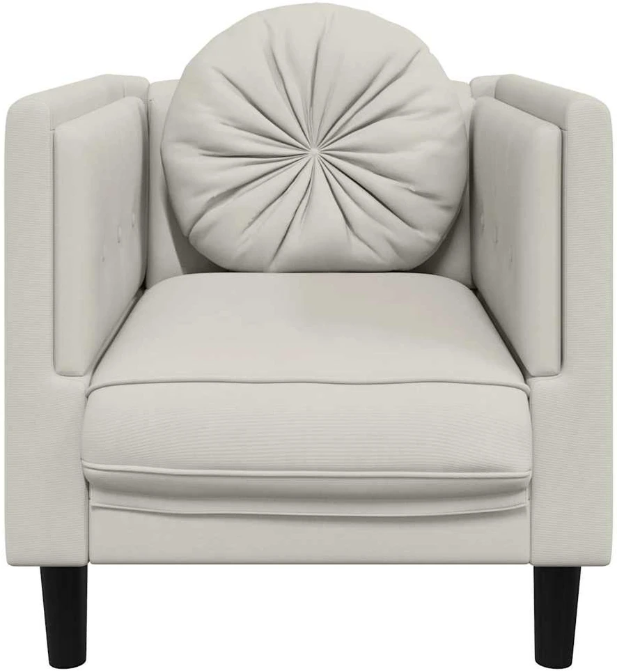 Sofa Krėslas su pagalvėle, kreminės spalvos, aksomas