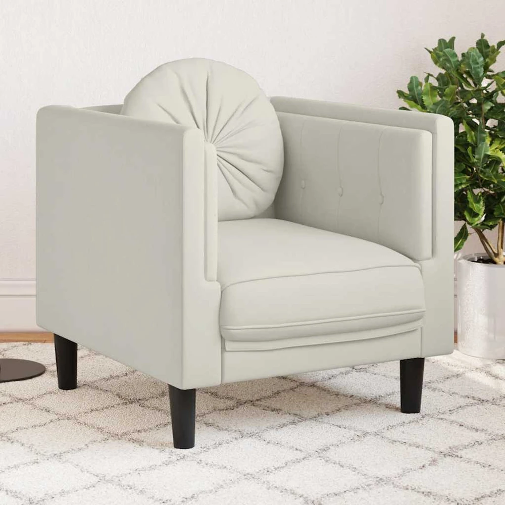 Sofa Krėslas su pagalvėle, kreminės spalvos, aksomas