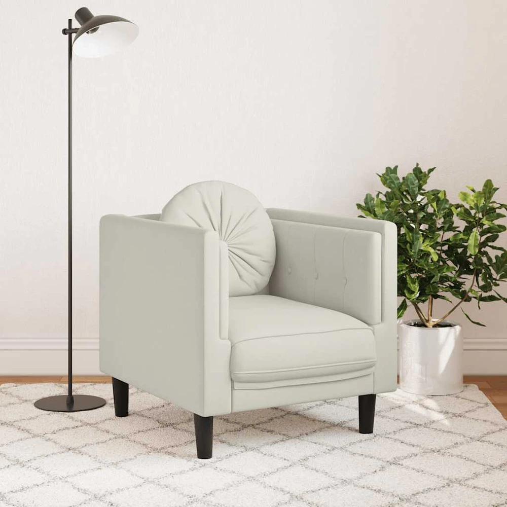 Sofa Krėslas su pagalvėle, kreminės spalvos, aksomas