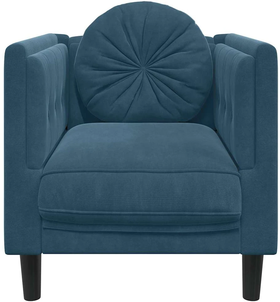 Sofa Krėslas su pagalvėle, mėlynos spalvos, aksomas