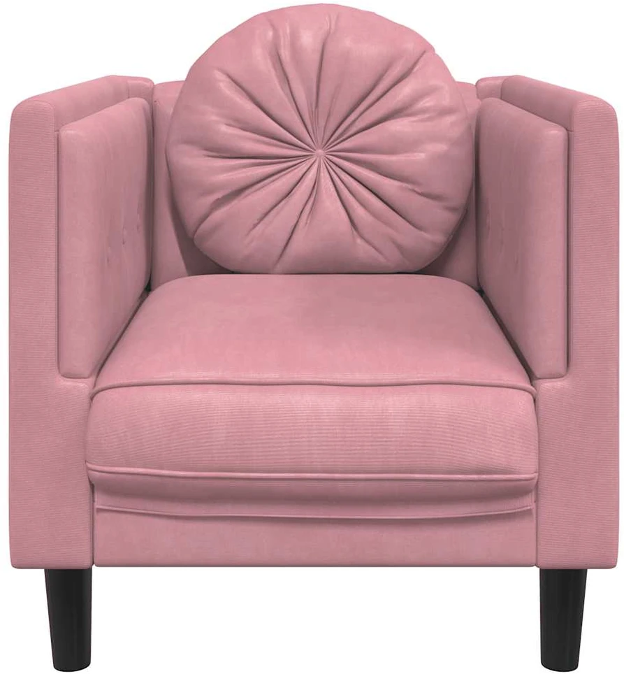 Sofa Krėslas su pagalvėle, rožinės spalvos, aksomas
