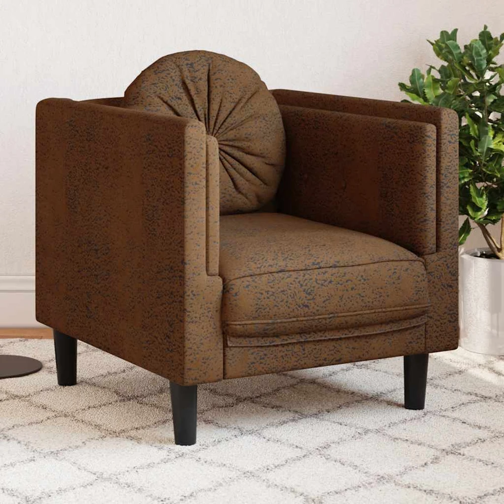 Sofa Krėslas su pagalvėle, rudos spalvos, dirbtinė versta oda