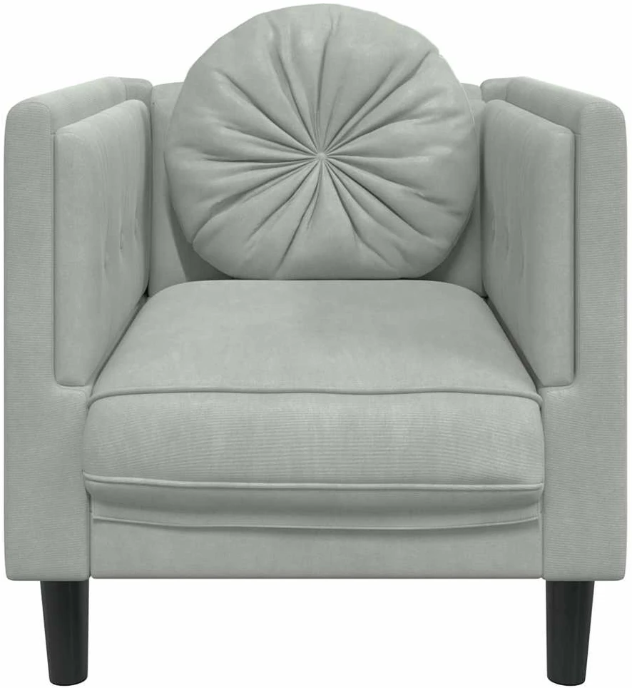 Sofa Krėslas su pagalvėle, šviesiai pilkos spalvos, aksomas