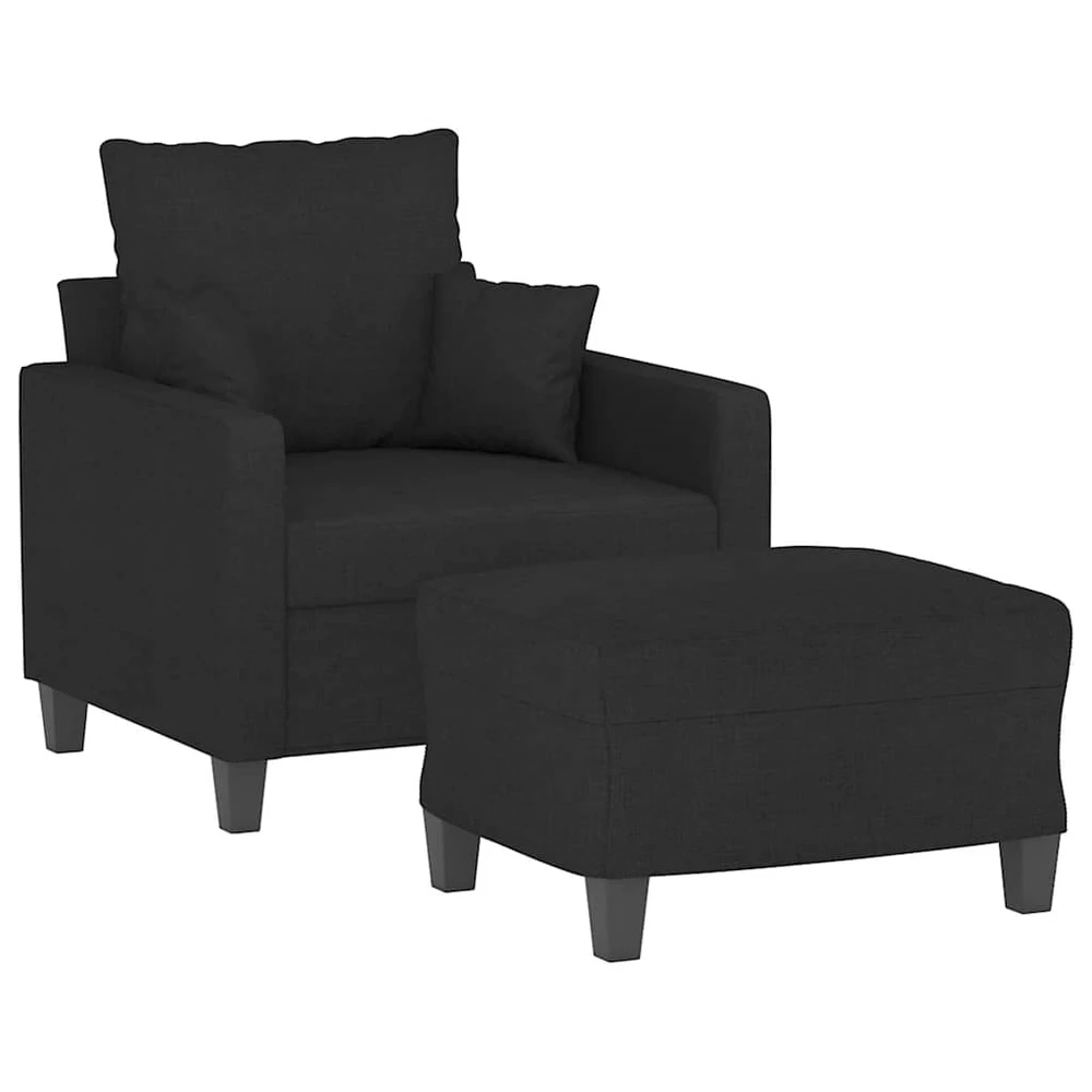 Sofa Krėslas su pakoja, juodos spalvos, 60cm, audinys
