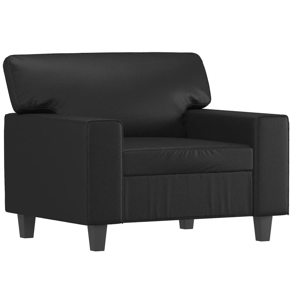 Sofa Krėslas su pakoja, juodos spalvos, 60cm, dirbtinė oda