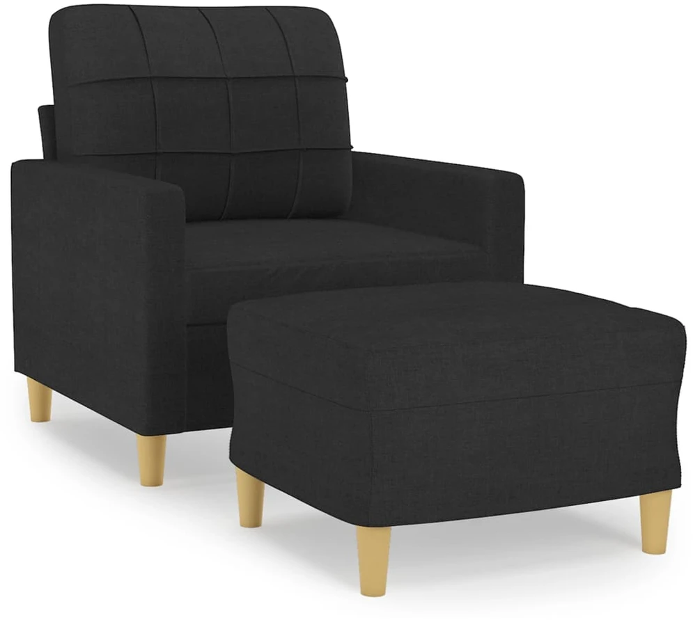 Sofa Krėslas su pakoja, juodos spalvos, 60cm, audinys
