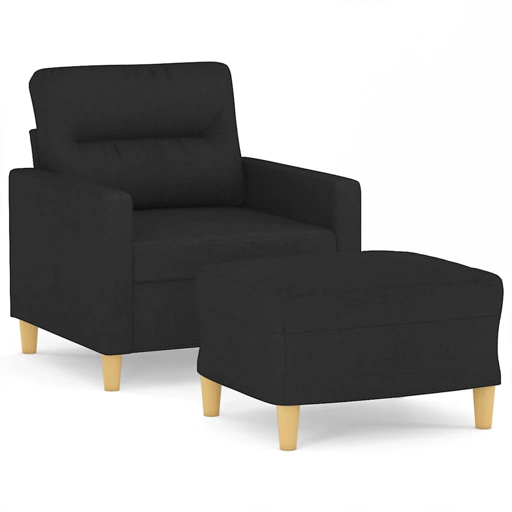 Sofa Krėslas su pakoja, juodos spalvos, 60cm, audinys