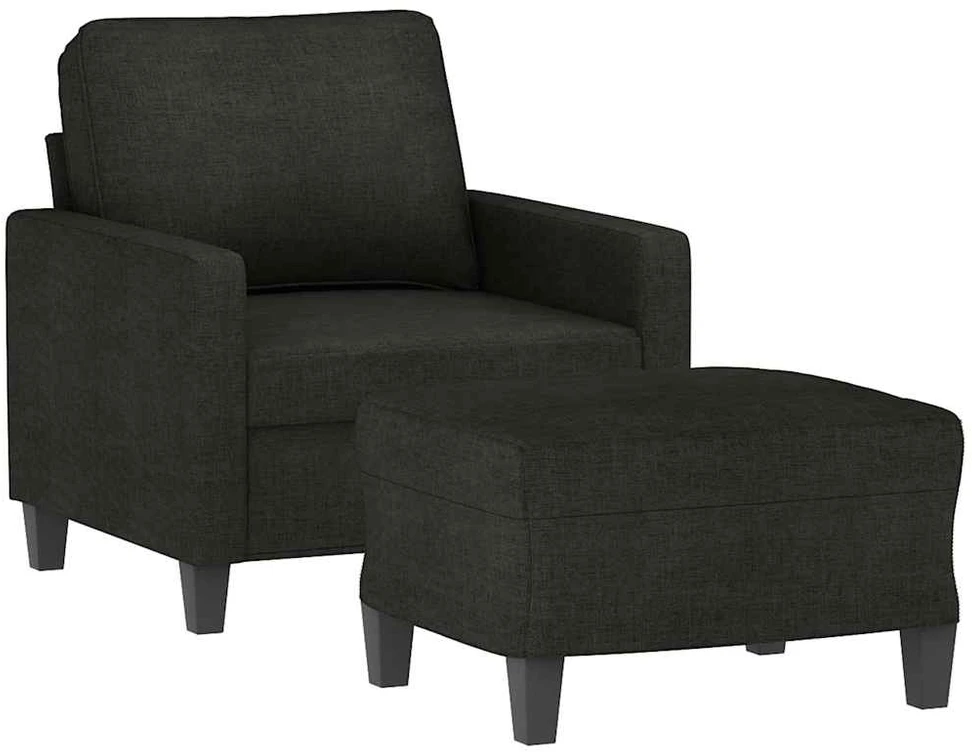 Sofa Krėslas su pakoja, juodos spalvos, 60cm, audinys