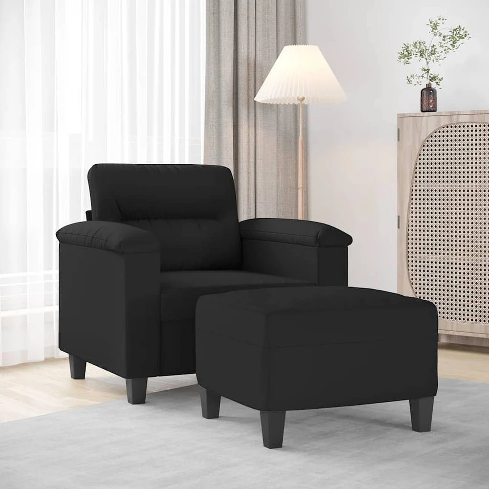 Sofa Krėslas su pakoja, juodos spalvos, 60cm, mikropluošto audinys