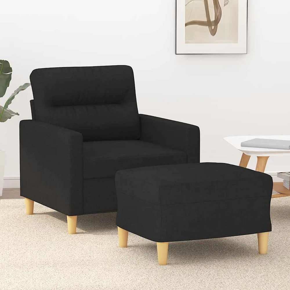 Sofa Krėslas su pakoja, juodos spalvos, 60cm, audinys