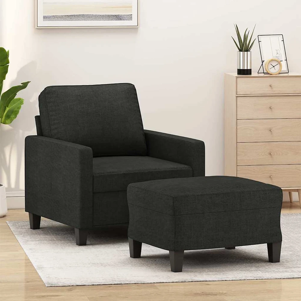 Sofa Krėslas su pakoja, juodos spalvos, 60cm, audinys