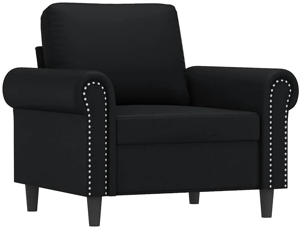 Sofa Krėslas su pakoja, juodos spalvos, 60cm, dirbtinė oda