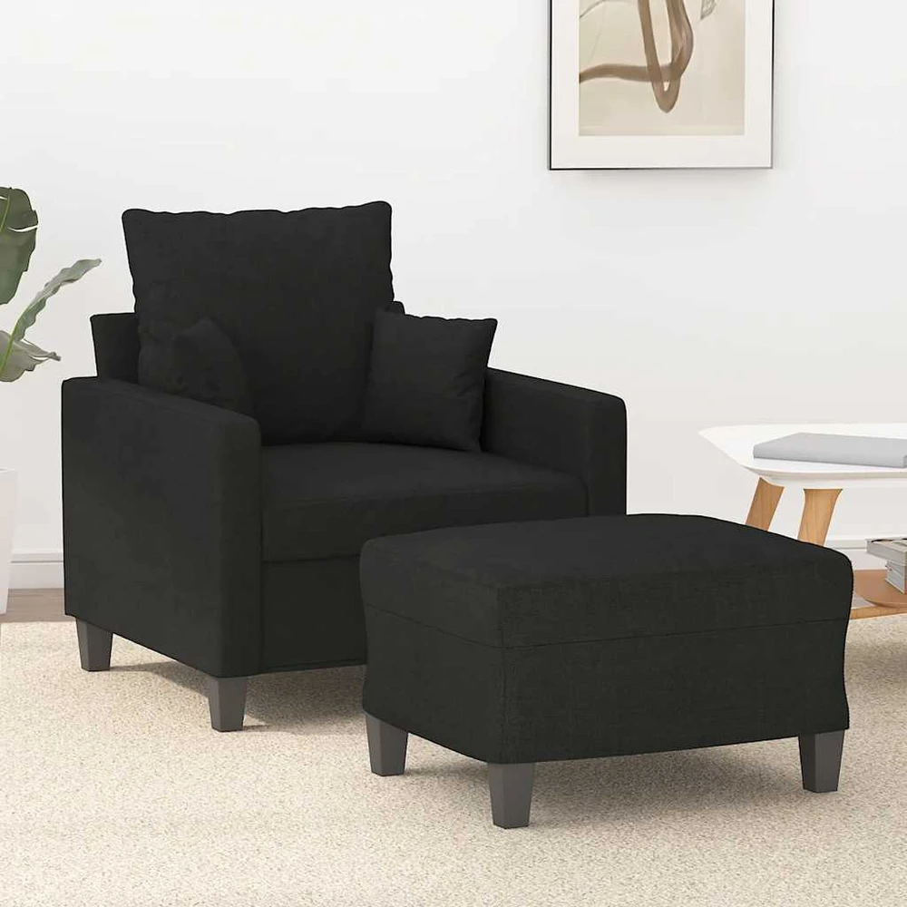 Sofa Krėslas su pakoja, juodos spalvos, 60cm, audinys