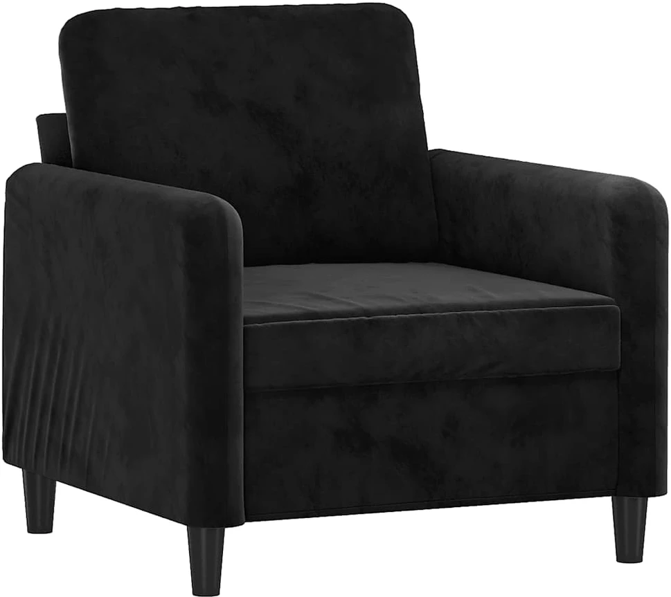 Sofa Krėslas su pakoja, juodos spalvos, 60cm, aksomas