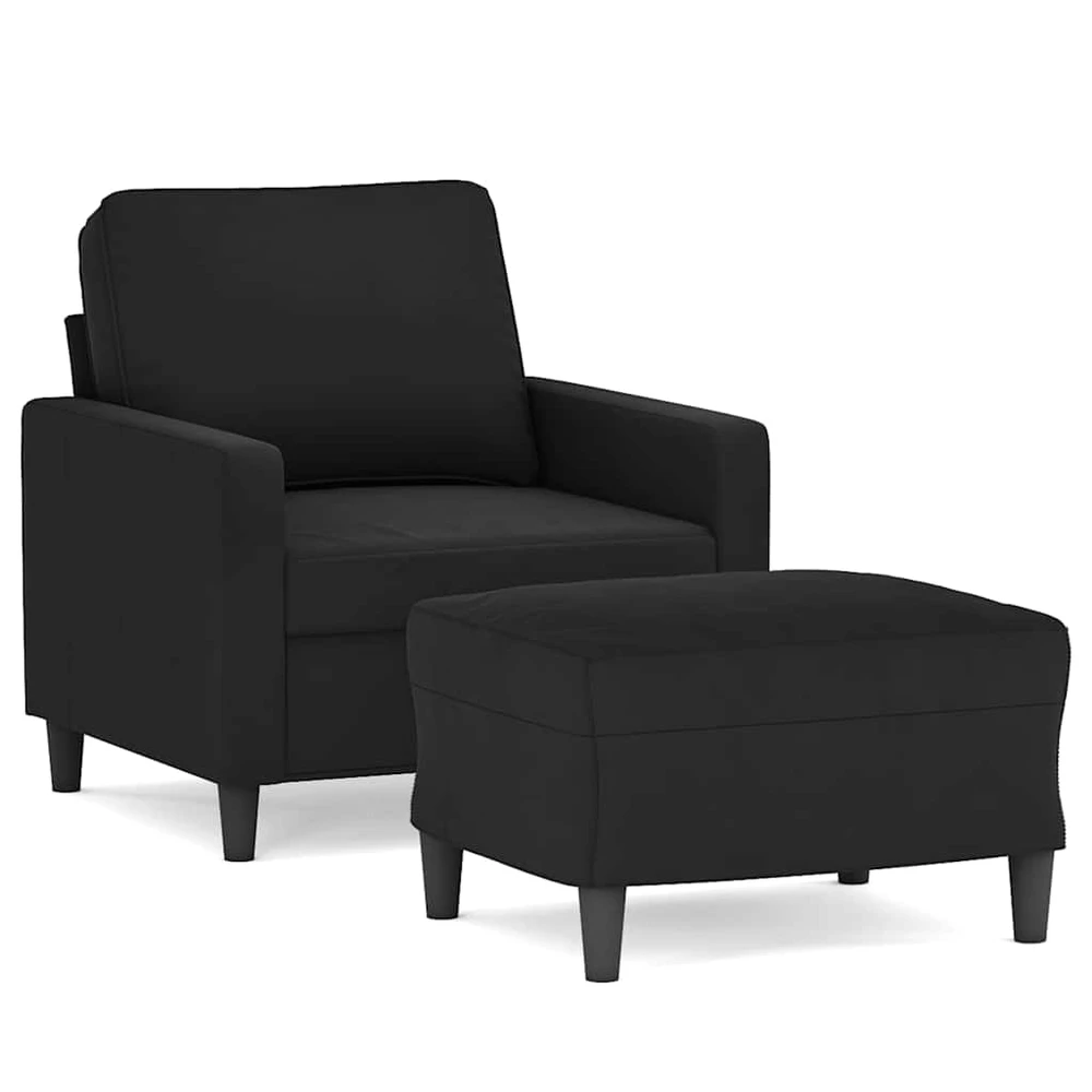 Sofa Krėslas su pakoja, juodos spalvos, 60cm, aksomas