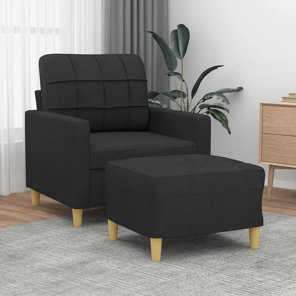 Sofa Krėslas su pakoja, juodos spalvos, 60cm, audinys